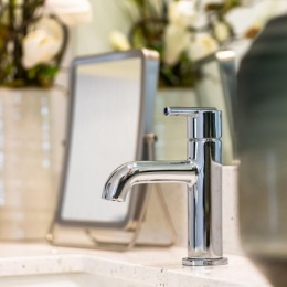 a sink with a faucet