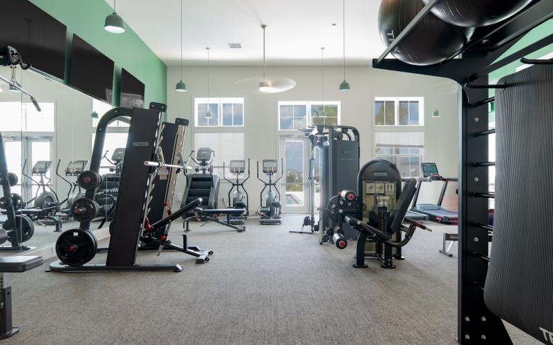 a gym with exercise equipment